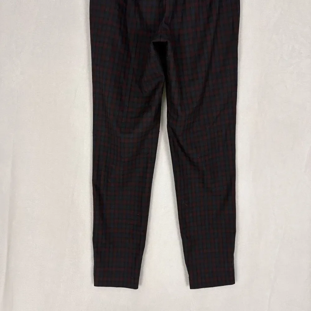 Express Maroon & Blue Plaid Ankle High‎ Rise Dress Pants Size 2 Long
